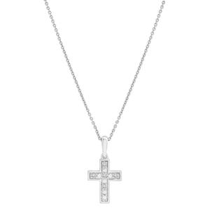 Diamond Classics(tm) Sterling Silver 1/20ctw. Diamond Cross Pendant