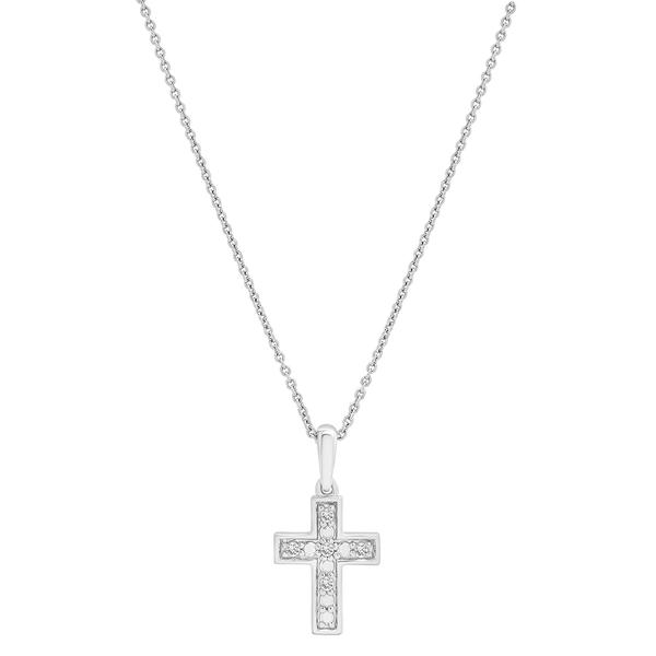 Diamond Classics(tm) Sterling Silver 1/20ctw. Diamond Cross Pendant alternate view