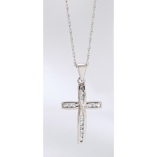 Diamond Classics(tm) 1/10ctw. Diamond Sterling Silver Cross Pendant