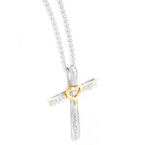 Diamond Classics(tm) 1/10ctw. Diamond Silver & 10kt. Cross Pendant