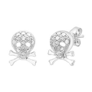 Diamond Classics(tm) 1/20ctw. Skull Shape Stud Earrings