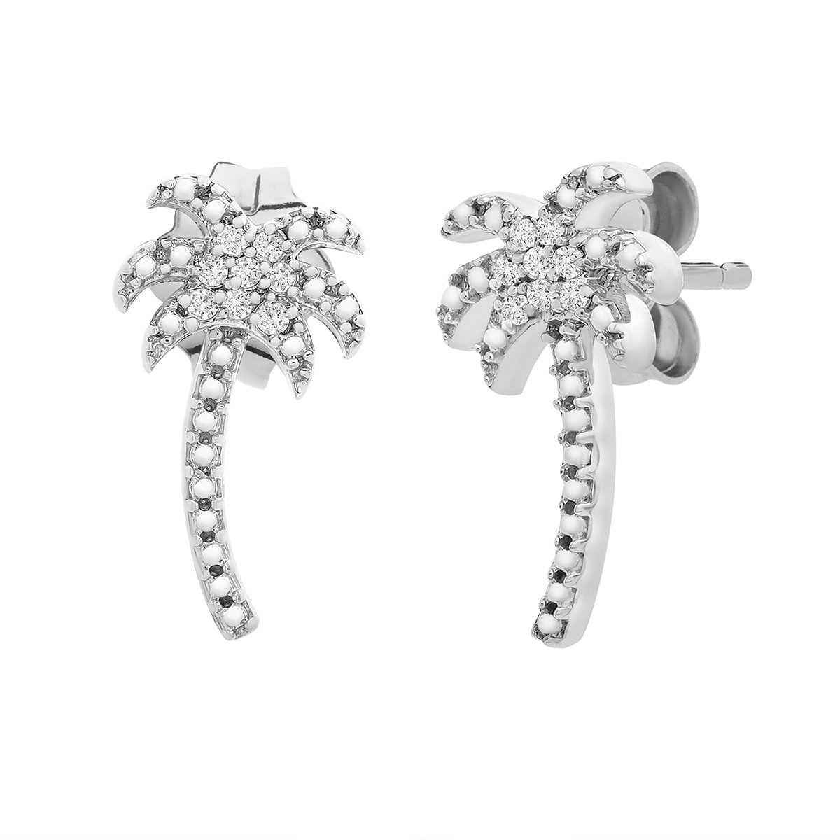 Diamond Classics(tm)1/20ctw. Diamond Sterling Silver Palm Tree Studs