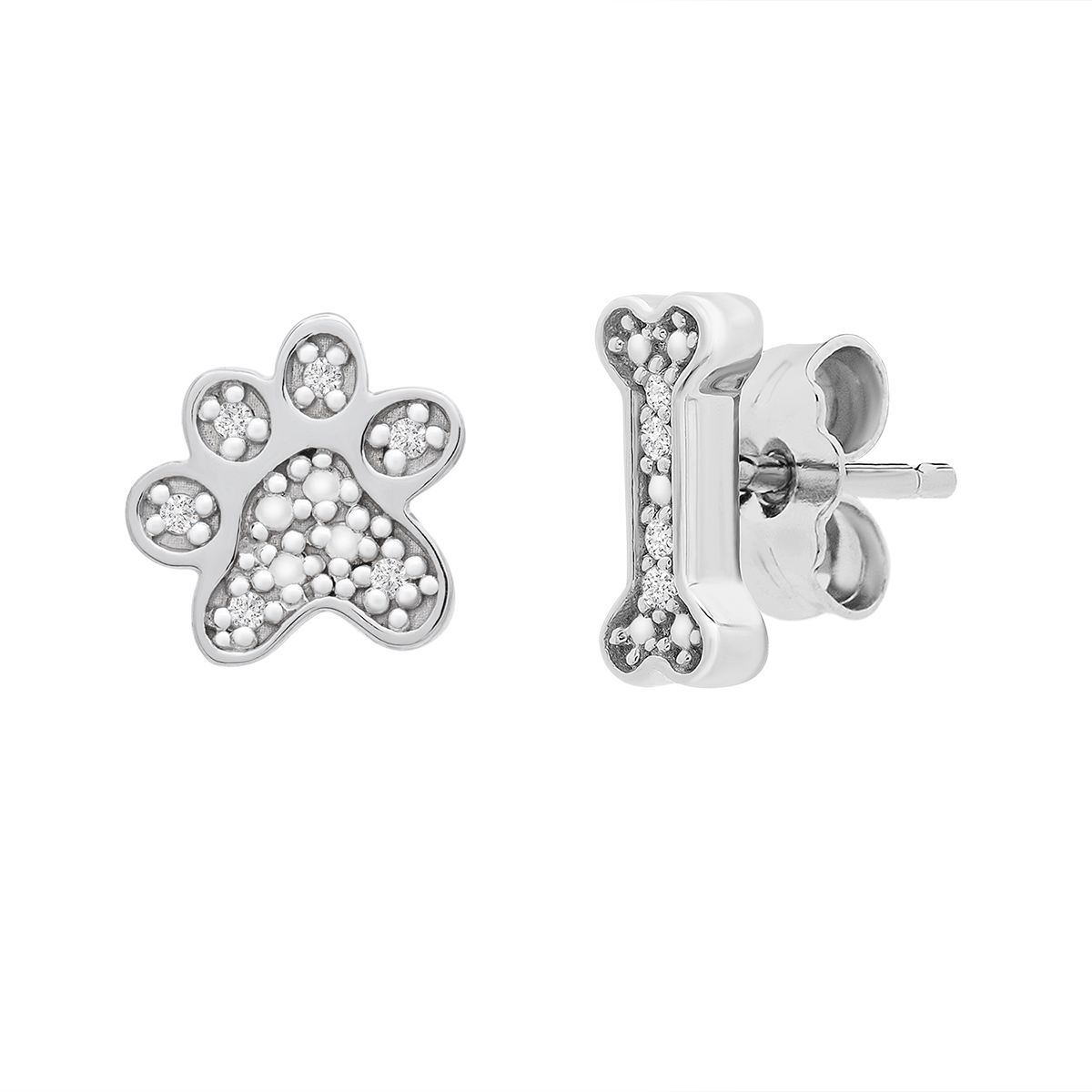 Diamond Classics(tm) 1/20ctw. Diamond Sterling Silver Dog Studs