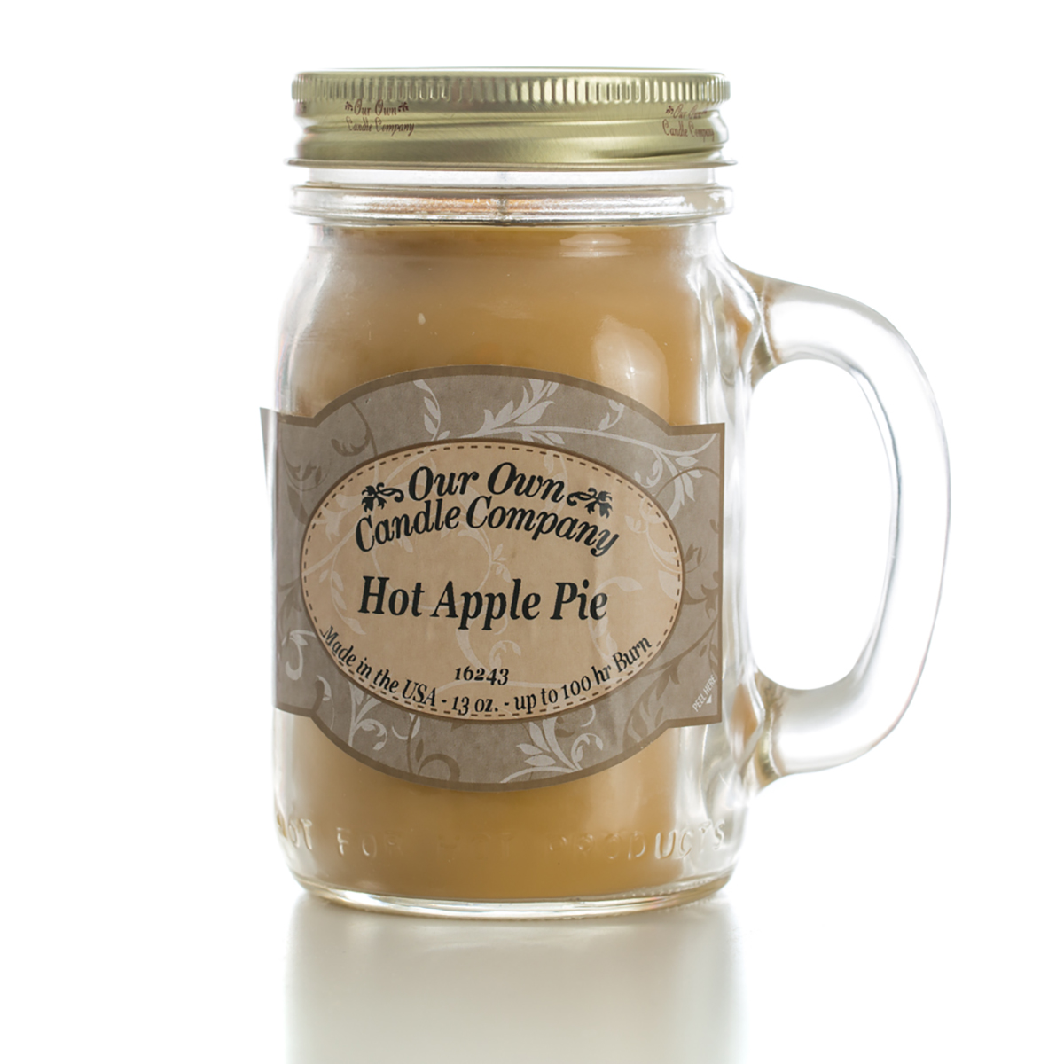 Our Own Candle Company Hot Apple Pie 13oz.  Mason Jar Candle