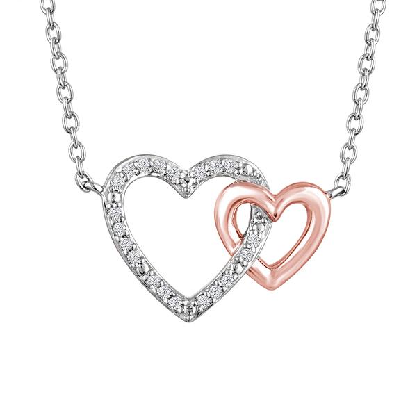 Nova Star(R) Pink Plated Lab Grown Diamond Double Heart Pendant