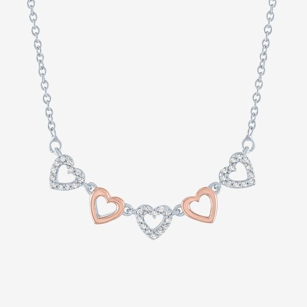 Nova Star(R) Pink Plated Silver Lab Grown Diamond Hearts Pendant