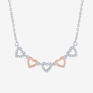 Nova Star(R) Pink Plated Silver Lab Grown Diamond Hearts Pendant