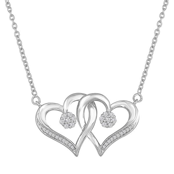 Nova Star(R) Silver Lab Grown Diamond Double Heart Pendant