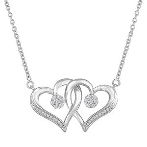 Nova Star(R) Silver Lab Grown Diamond Double Heart Pendant