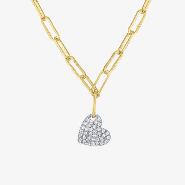Nova Star(R) Gold over Silver Lab Grown Diamond Mini Heart Necklace