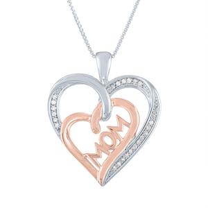 Nova Star(R) Two-Tone Lab Grown Diamond Mom Heart Pendant
