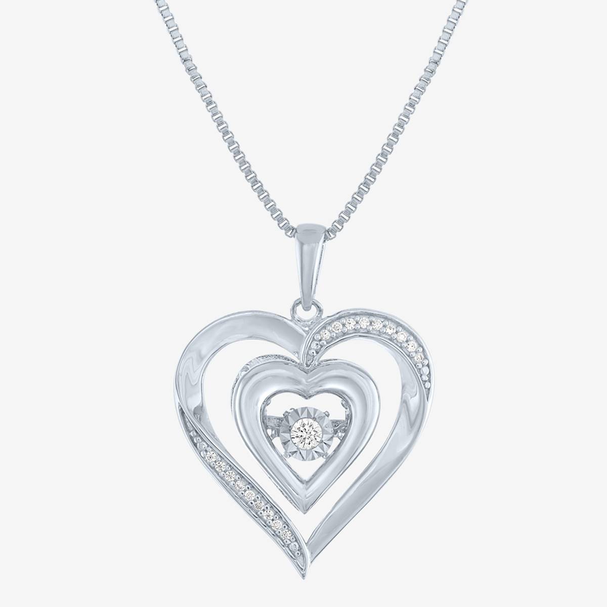 Nova Star(R)  1/10ctw.Lab Grown Diamond Double Heart Pendant