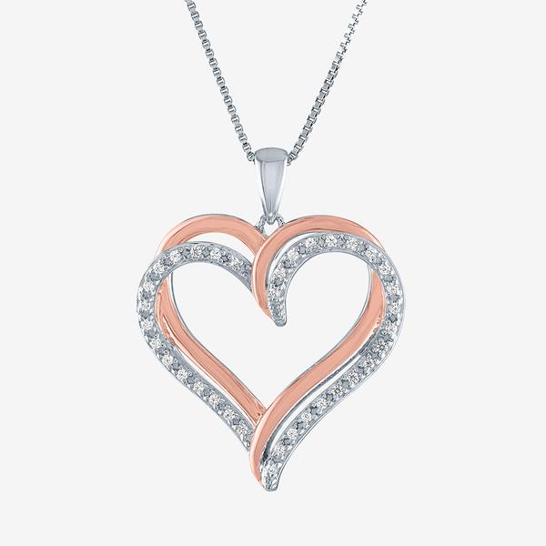 Nova Star(R) Rose Plated Silver Lab Grown Diamond Heart Pendant