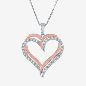 Nova Star(R) Rose Plated Silver Lab Grown Diamond Heart Pendant
