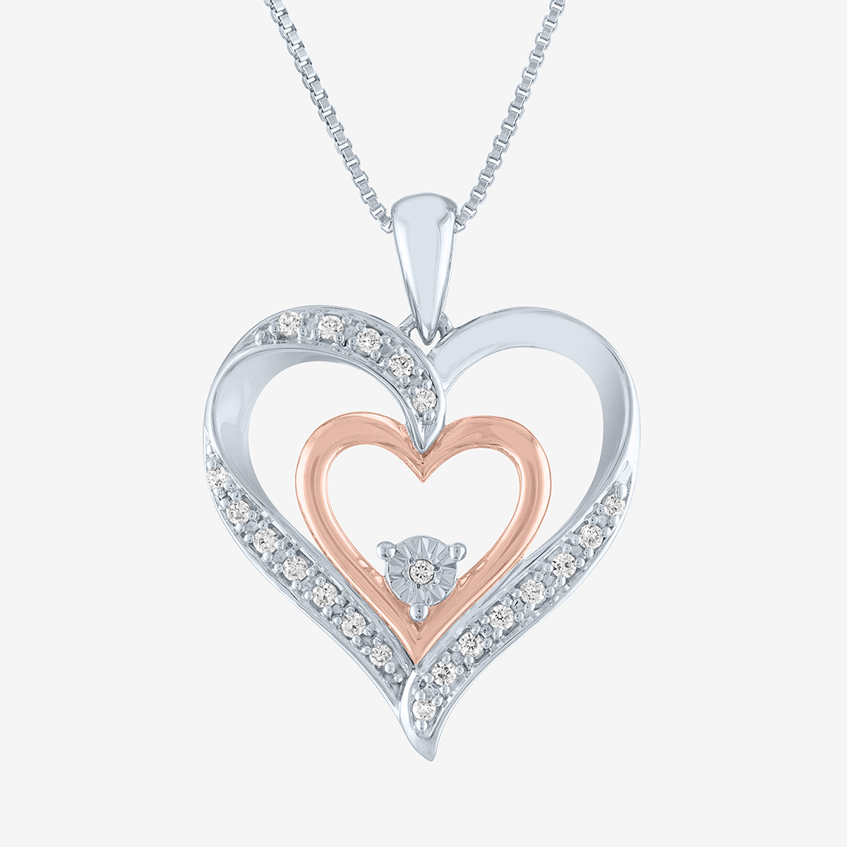 Nova Star(R) Pink Plated Accent Lab Grown Diamond Heart Necklace