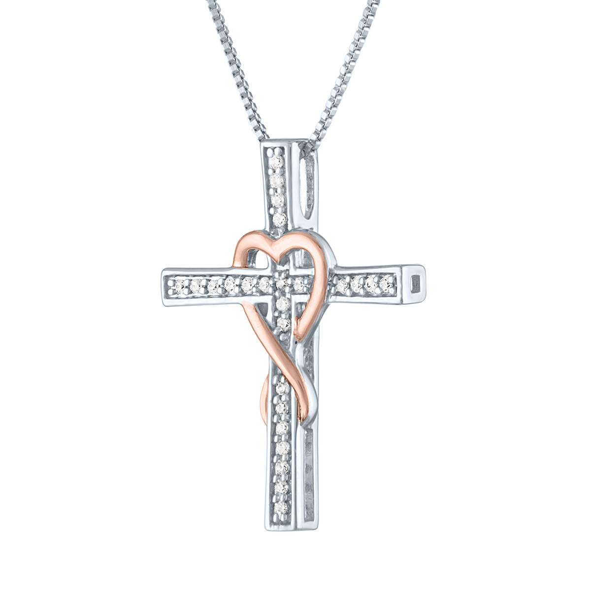 Nova Star(R) Lab Grown Diamond Heart Ribbon Cross Necklace