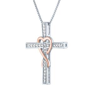 Nova Star(R) Lab Grown Diamond Heart Ribbon Cross Pendant