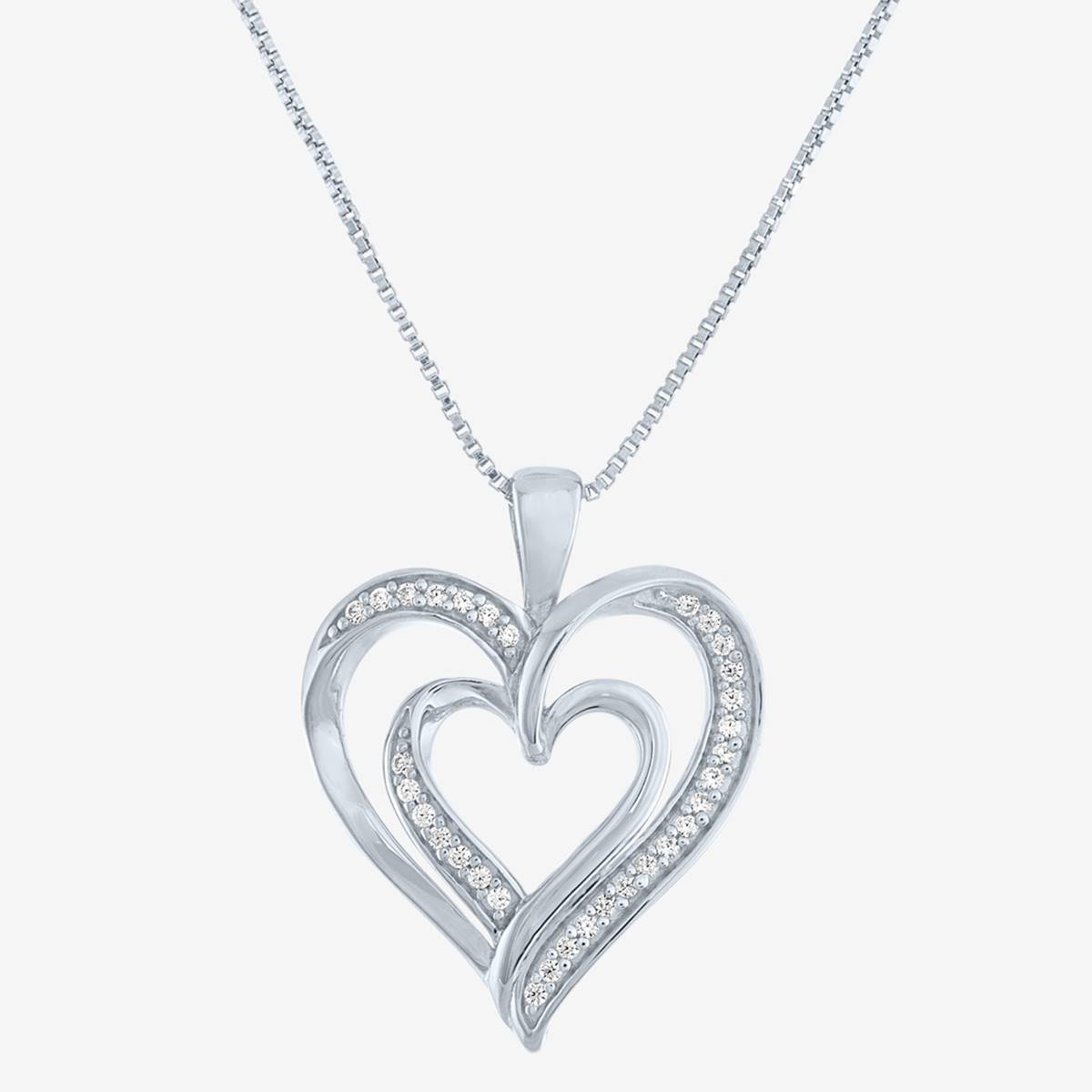 Nova Star(R) Sterling Silver Lab Grown Diamond Double Heart Pendant