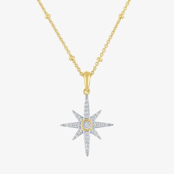 Nova Star(R) Gold 1/8ctw. Lab Grown Diamond North Star Necklace