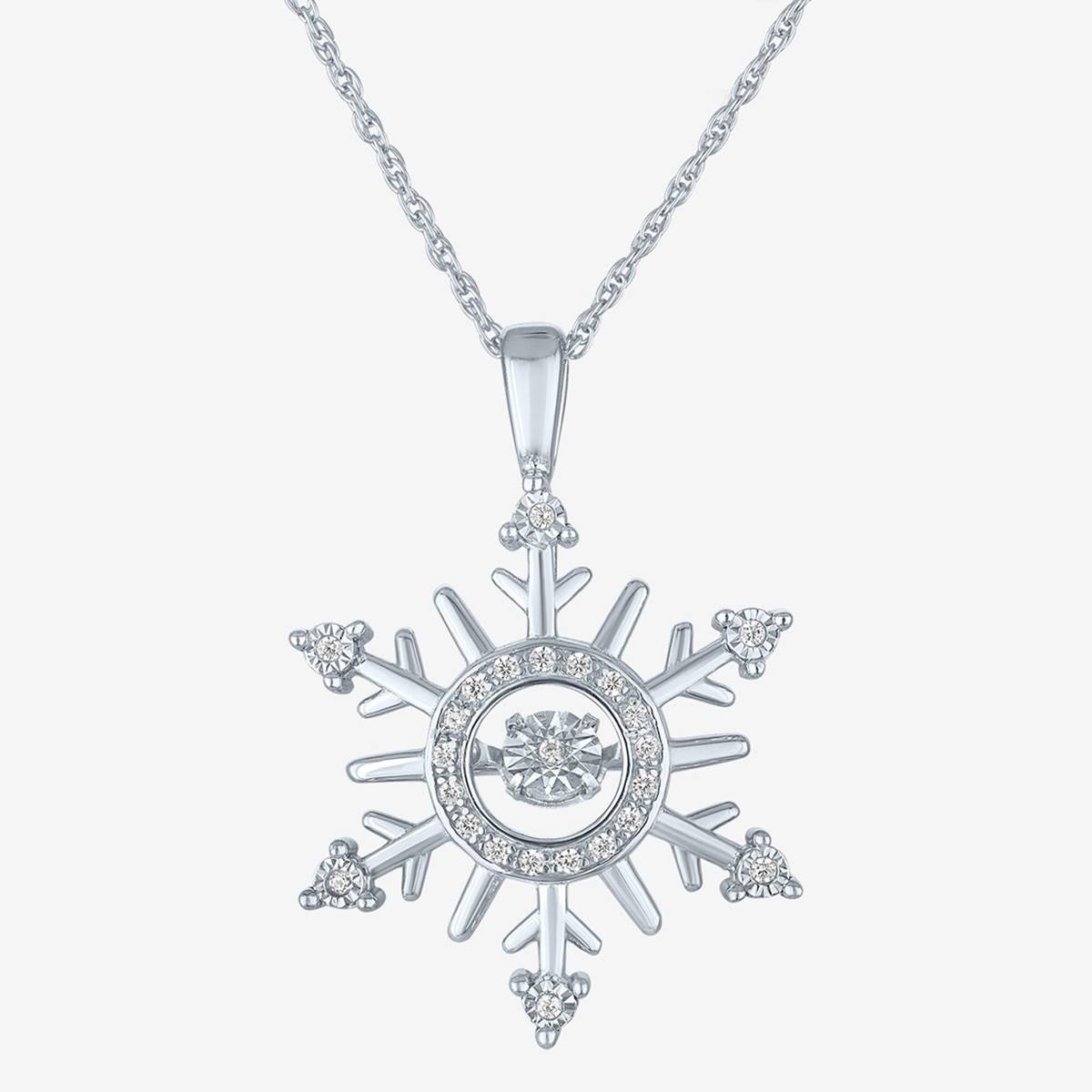 Nova Star(R) Sterling Silver Lab Grown Diamond Snowflake Pendant