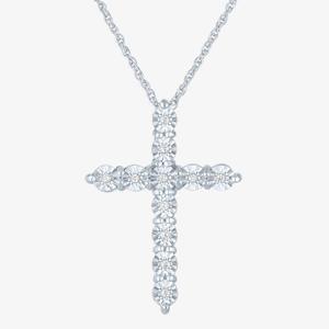 Nova Star(R) Sterling Silver Lab Grown Diamond Cross Pendant