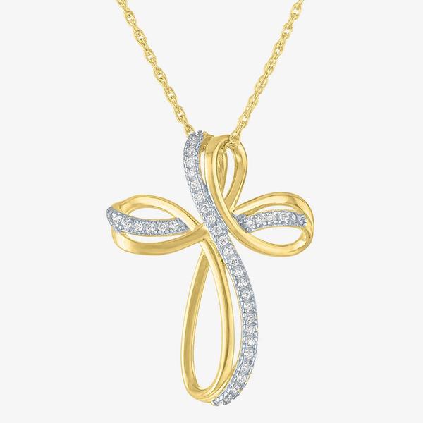 Nova Star(R) Gold over Silver Lab Grown Diamond Cross Pendant
