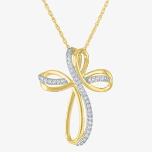 Nova Star(R) Gold over Silver Lab Grown Diamond Cross Pendant
