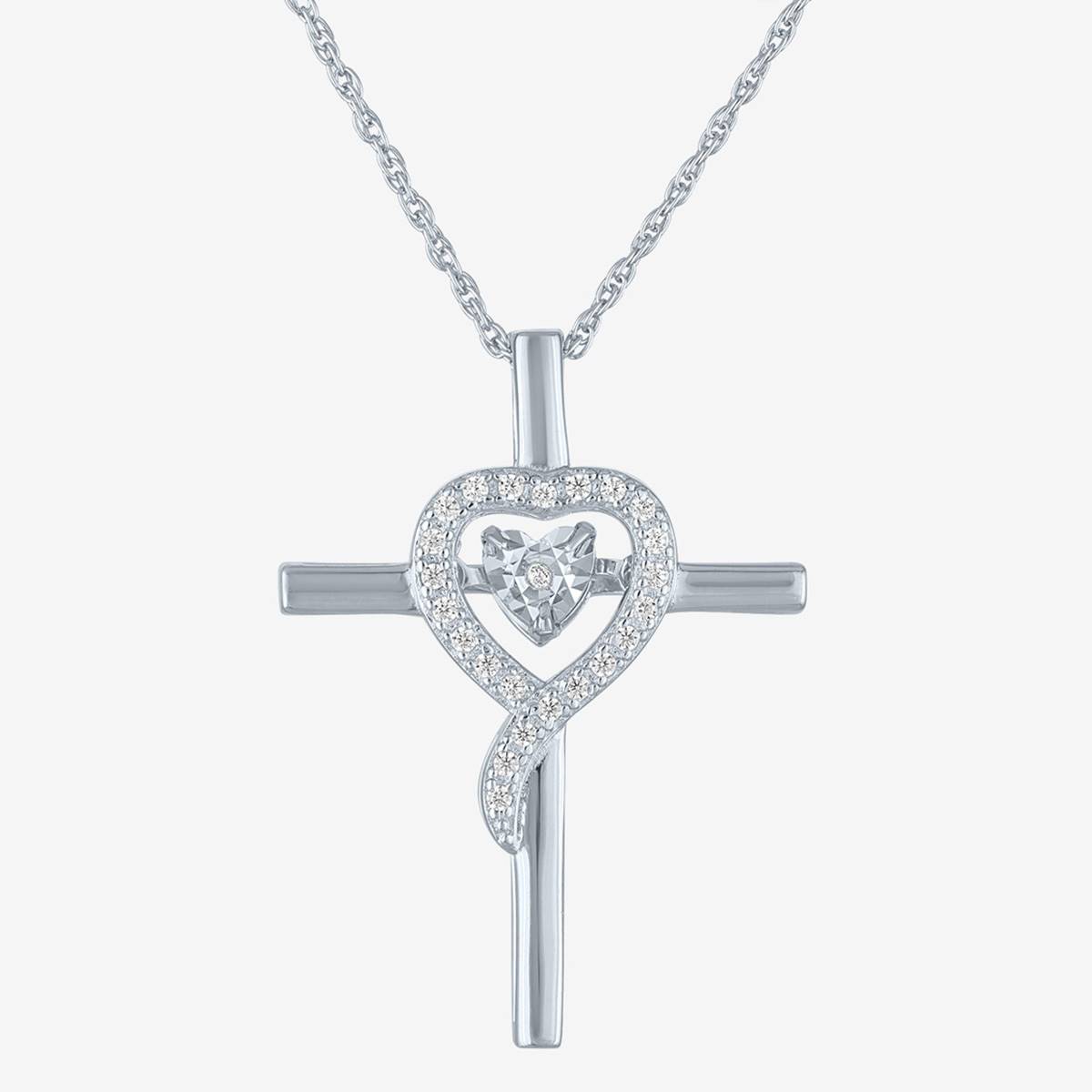 Nova Star(R) Lab Grown Diamond Heart Cross Dancing Pendant