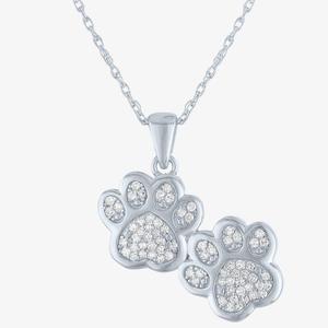 Nova Star(R) Sterling Silver Lab Grown Diamond Dog Paw Pendant