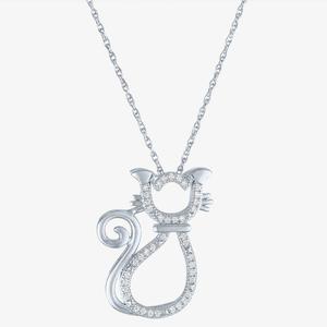 Nova Star(R) Sterling Silver Lab Grown Diamond Cat Pendant
