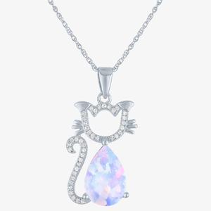 Nova Star(R) Lab Grown Diamond and Opal Cat Pendant