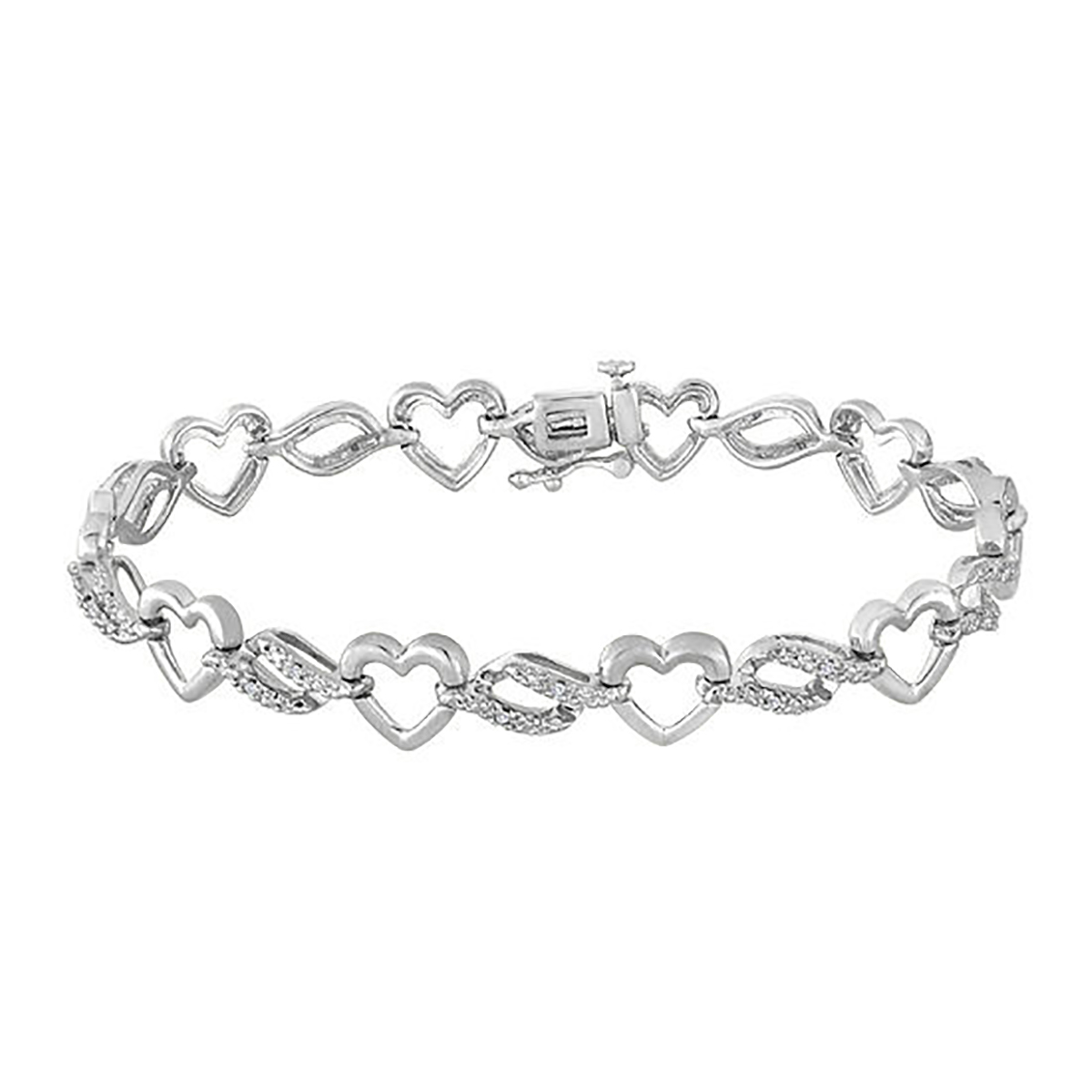 Nova Star(R) Silver Lab Grown Diamond Heart Bracelet