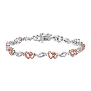 Nova Star(R) Pink Plated Silver Lab Grown Diamond Heart Bracelet