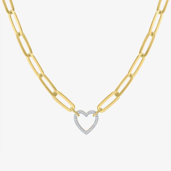 Nova Star(R) Gold Lab Grown Diamond Paperclip Necklace with Heart