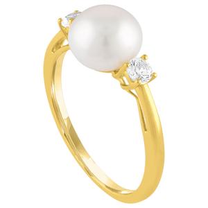 Gemstone Classics(tm) 10kt. Freshwater Pearl & Diamond Ring alternate view
