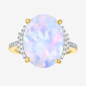Gemstone Classics(tm) Lab Grown Opal & Sapphire Cocktail Ring