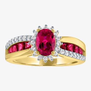 Gemstone Classics(tm) Lab Created Ruby & White Sapphire Gold Ring