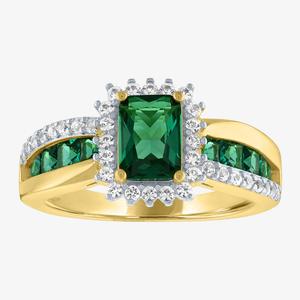 Gemstone Classics(tm) Lab Created Emerald & Sapphire Channel Ring
