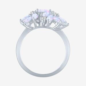 Gemstone Classics(tm) Lab Grown White Sapphire & Opal Floral Ring alternate view