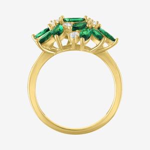 Gemstone Classics(tm) Lab Grown White Sapphire & Emerald Floral Ring alternate view