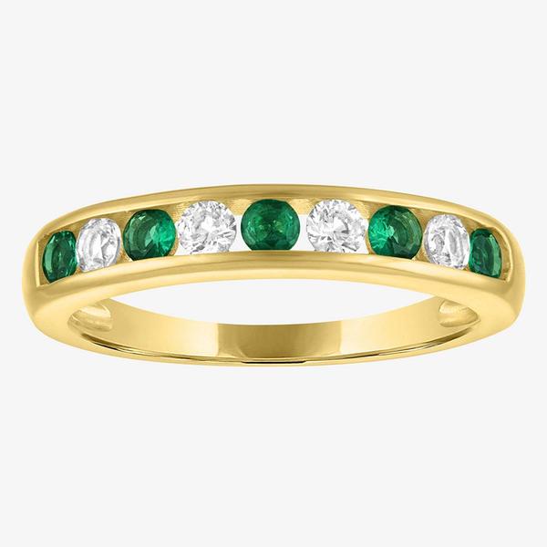 Gemstone Classics(tm) Lab Created Emerald & White Sapphire Ring