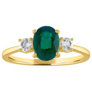 Gemstone Classics(tm) Oval Created Emerald Gemstone Ring