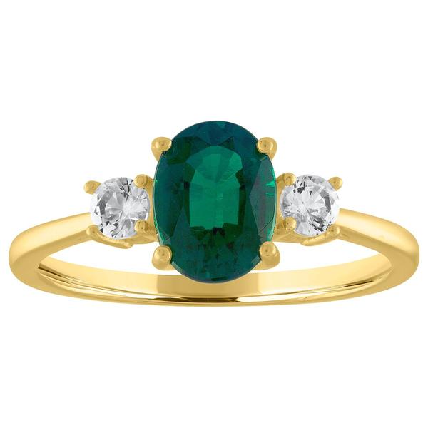 Gemstone Classics(tm) Oval Created Emerald Gemstone Ring