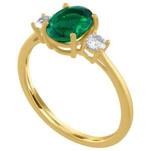 Gemstone Classics(tm) Oval Created Emerald Gemstone Ring alternate view