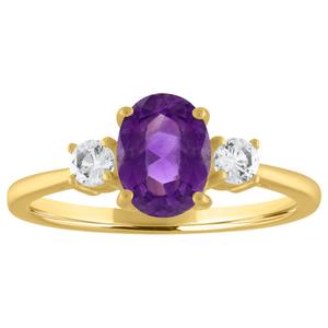 Gemstone Classics(tm) Oval Amethyst Gemstone 10kt. Yellow Gold Ring