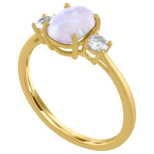 Gemstone Classics(tm) Oval Simulated Opal 10kt. Gold Ring alternate view