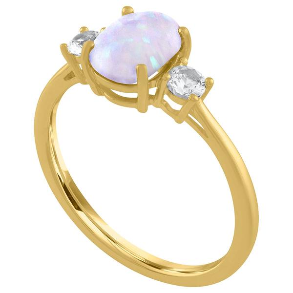 Gemstone Classics(tm) Oval Simulated Opal 10kt. Gold Ring alternate view