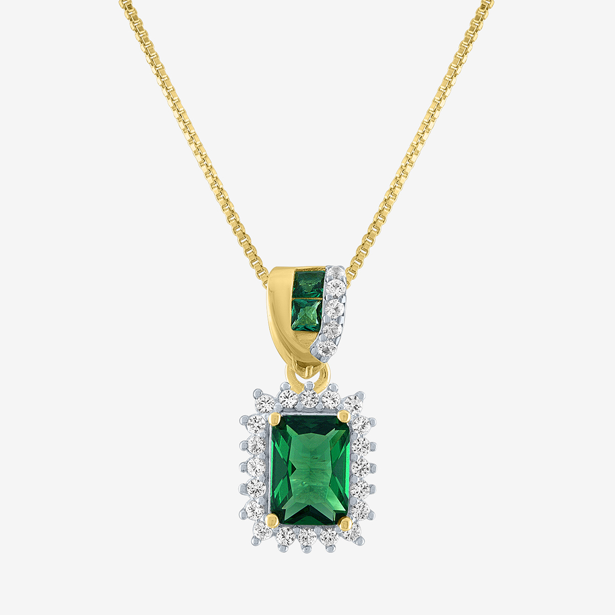 Gemstone Classics(tm) Lab Created Emerald & White Sapphire Pendant