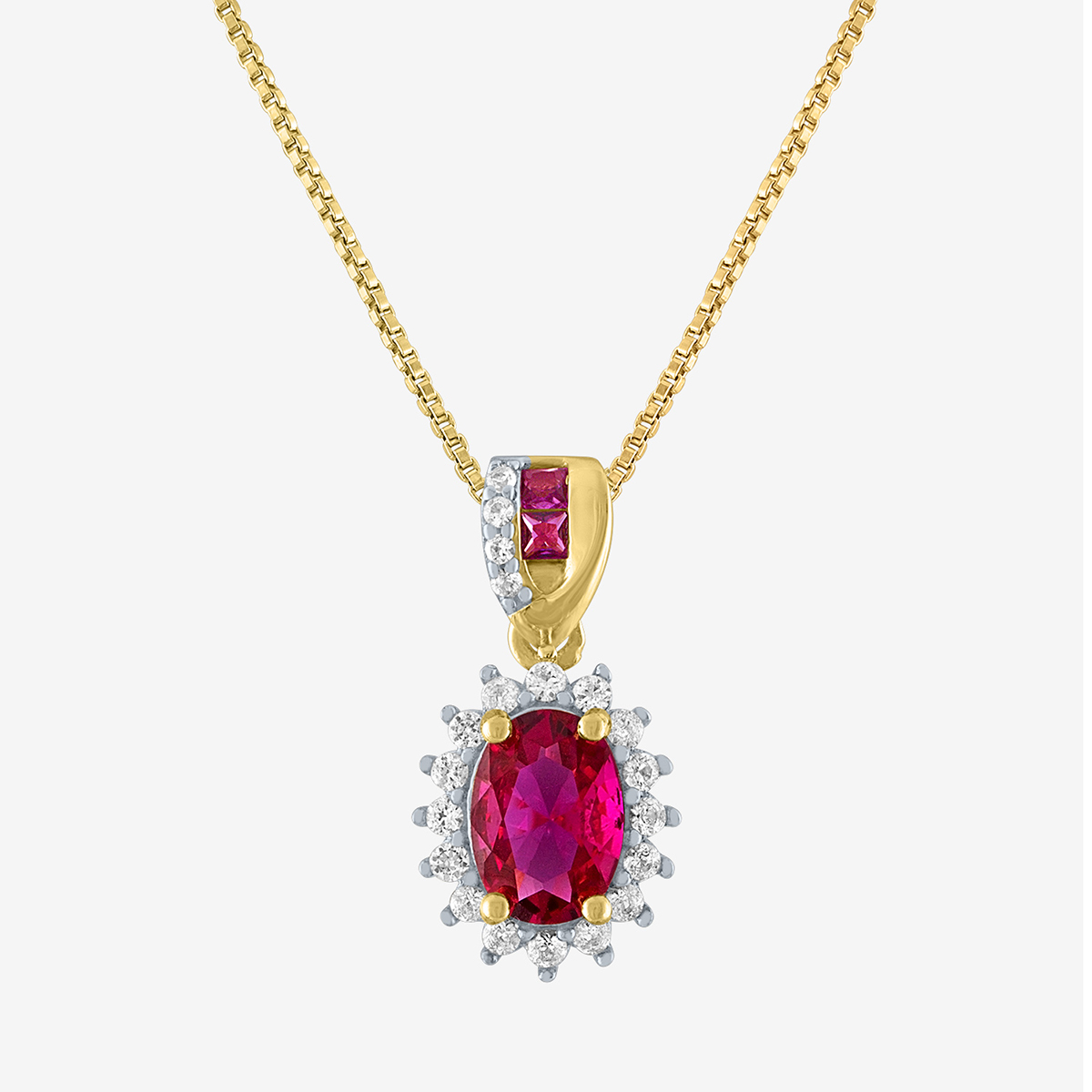 Gemstone Classics(tm) Lab Created Ruby & White Sapphire Pendant