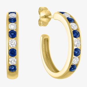 Gemstone Classics(tm) Lab Created Blue & White Sapphire Earrings